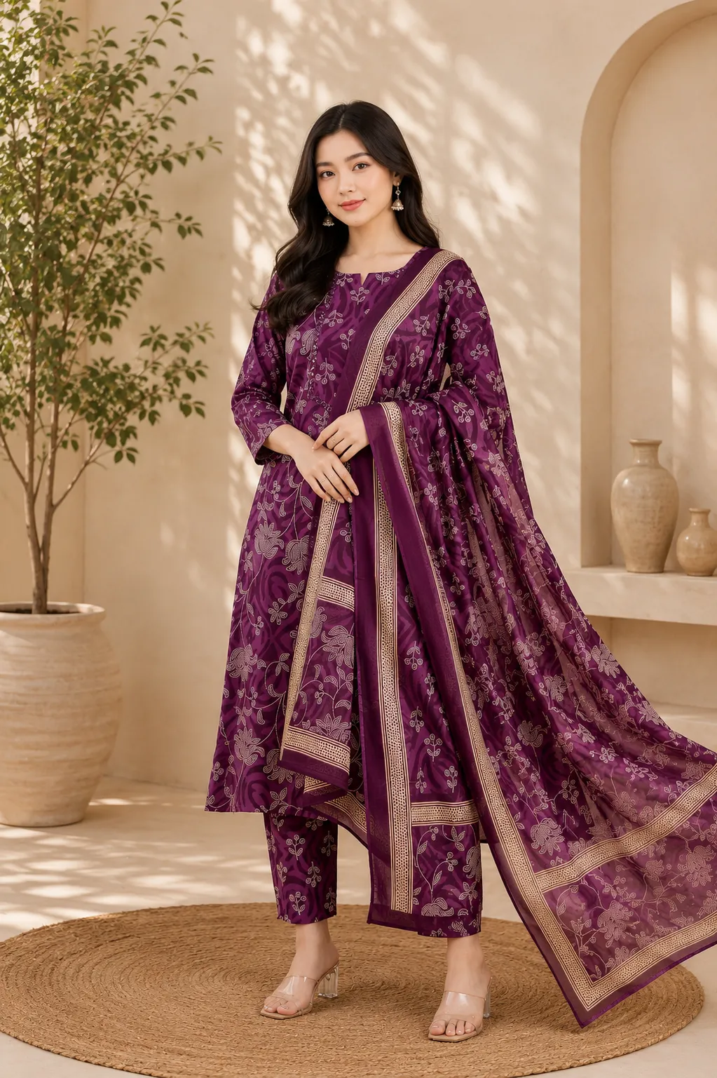 Premium Embroidered Kurta With Pant & Dupatta