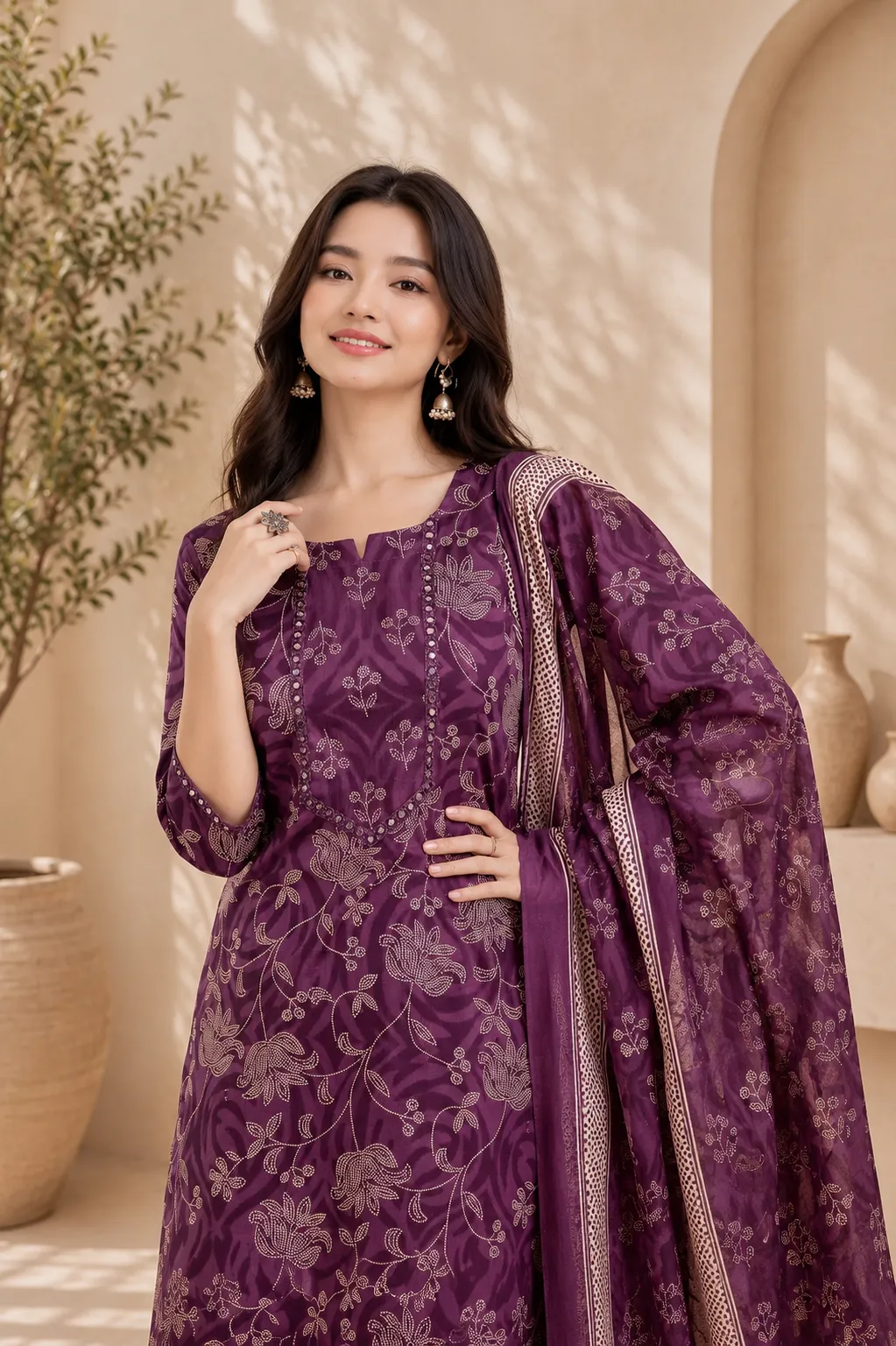 Premium Embroidered Kurta With Pant & Dupatta